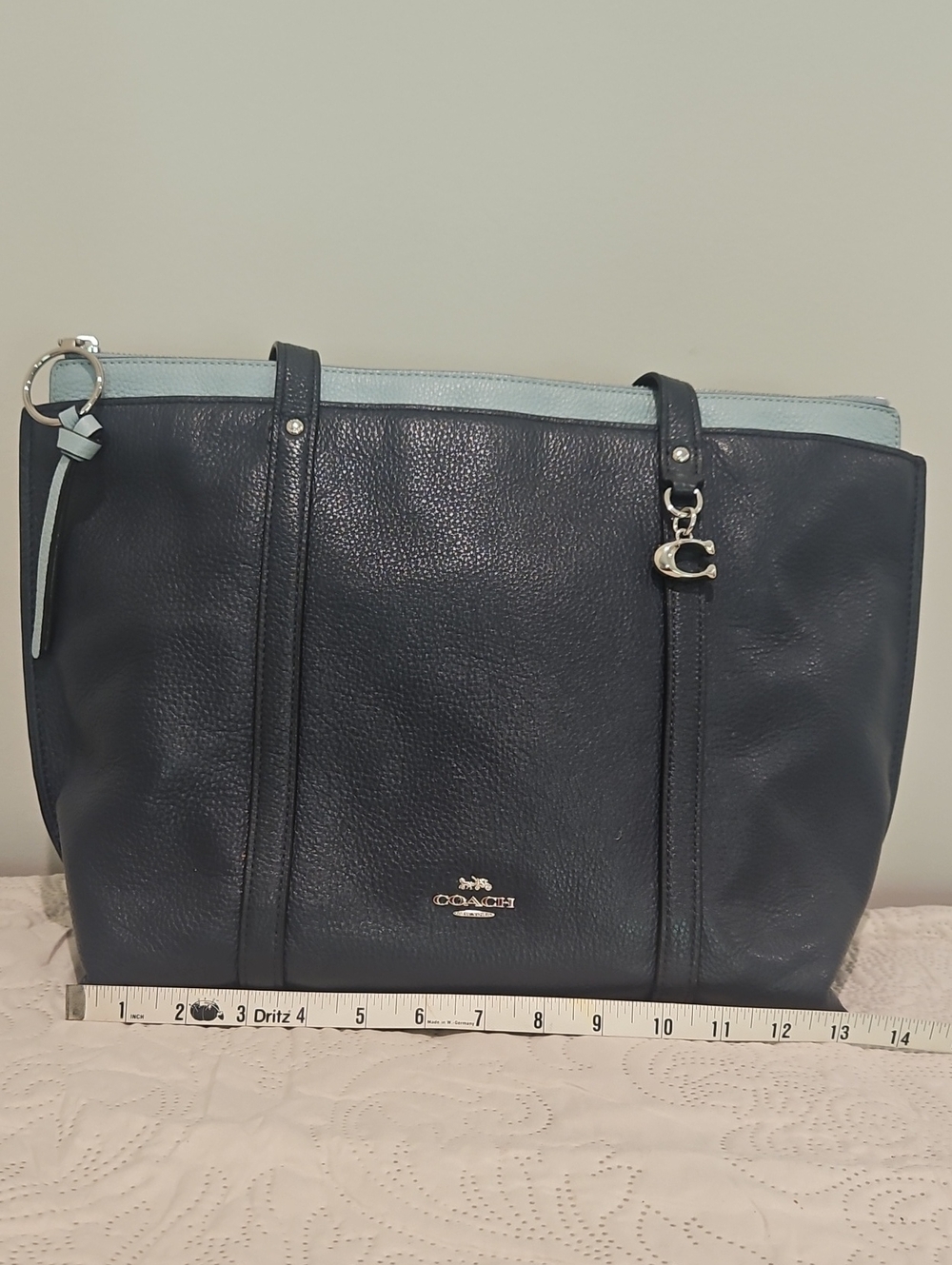 Coach Blue Tote – Silver Hardware – Classic Everyday Bag